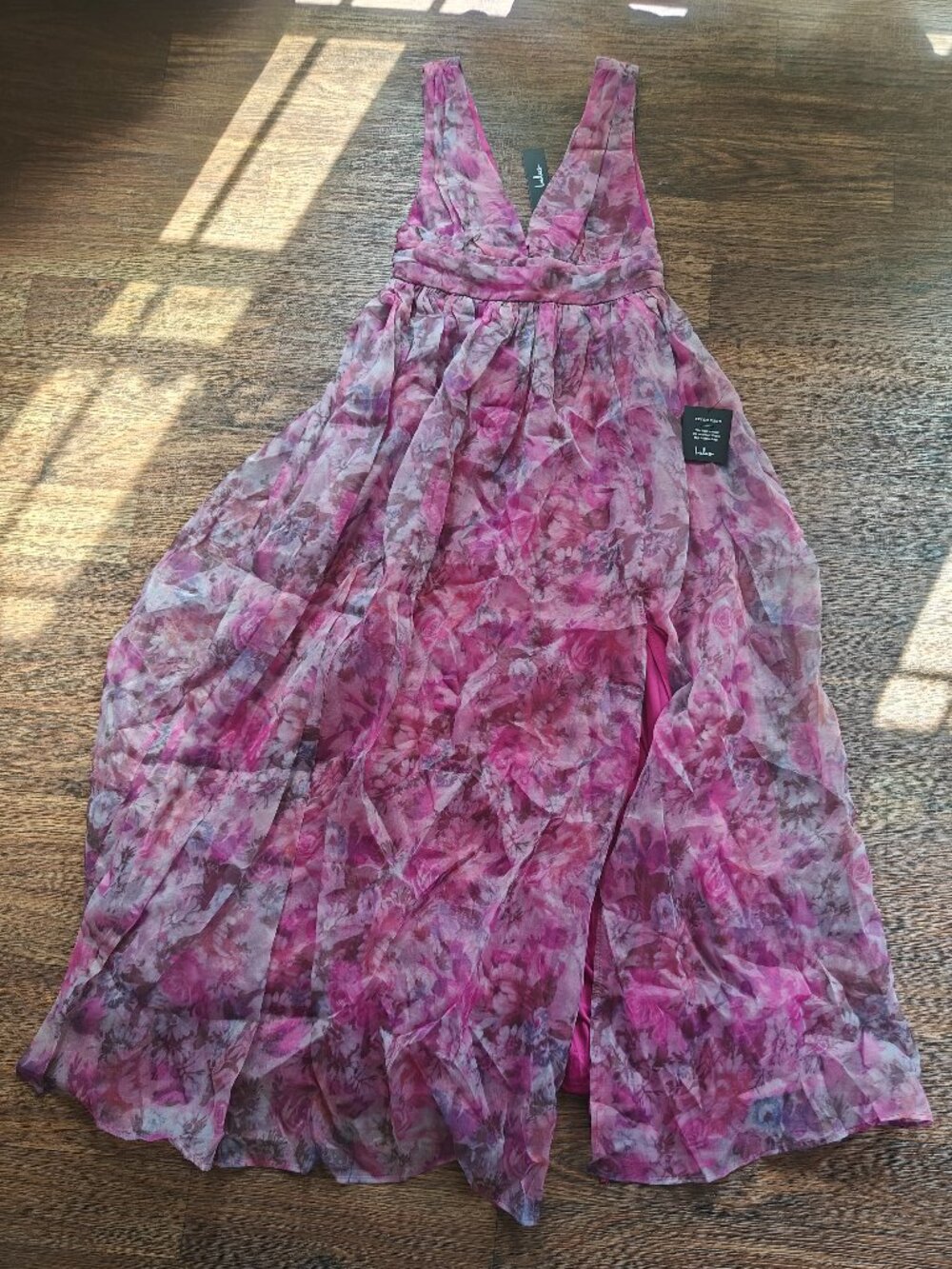 WOMEN'S LULUS GARDEN ROMANCE FLORAL PRINT ORGANZA MAXI DRESS (SIZE XL) - Picture 4 of 12